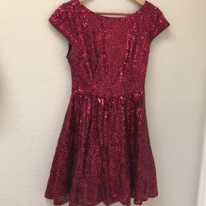 red sequin dress